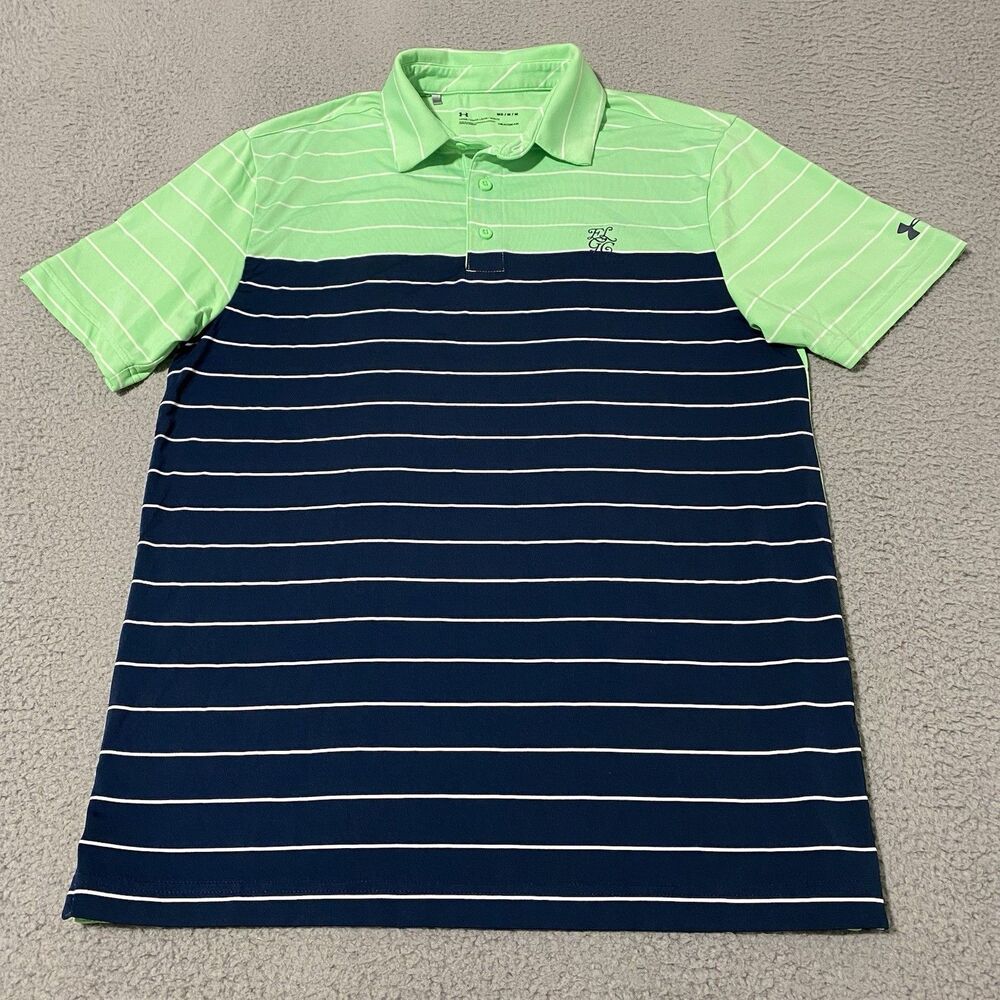 East Lake Golf Club Polo Shirt Under Armour Mens Medium Green Blue Heat Gear